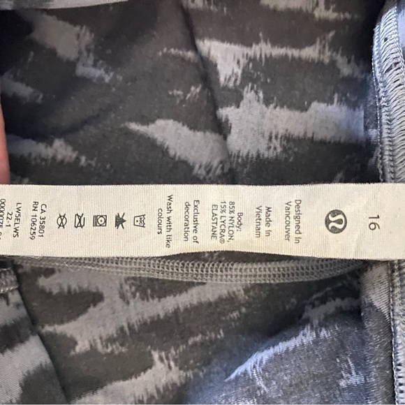 Lululemon Instill HR Leggings Sz 16 Grey & Black LW5ELWS Activewear Yoga Pants - Picture 4 of 9